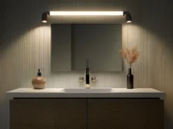 LED Bad Spiegelleuchte mit Schalter & 2 Spots Schwarz inkl. GU10 LED Breite 90cm