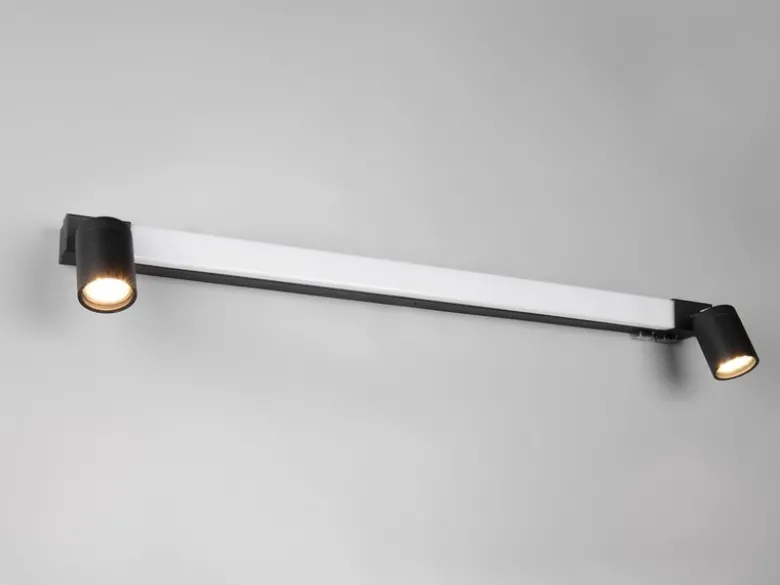 LED Bad Spiegelleuchte mit Schalter & 2 Spots Schwarz inkl. GU10 LED Breite 90cm