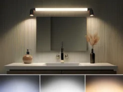 LED Bad Spiegelleuchte mit Schalter & 2 Spots Schwarz inkl. GU10 LED Breite 90cm
