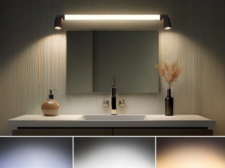 LED Bad Spiegelleuchte mit Schalter & 2 Spots Schwarz inkl. GU10 LED Breite 90cm