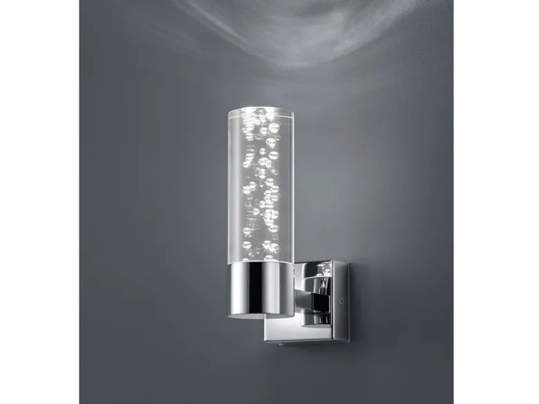 LED BAD Wandleuchte BOLSA Up- light Chrom Acryl Transparent, Höhe 17cm