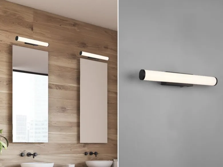 LED Bad Wandleuchte MATTIMO mit Schalter Schwarz - Spiegelleuchte, Breite 40cm
