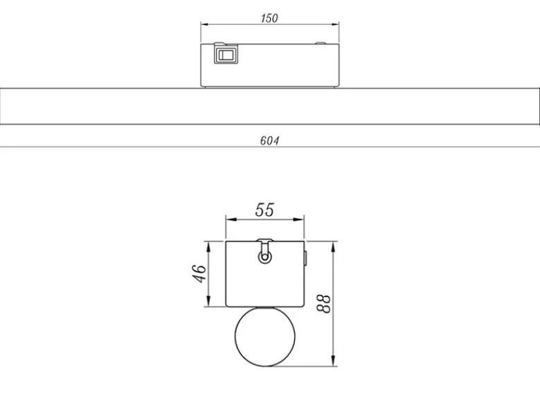 LED Bad Wandleuchte MATTIMO mit Schalter Chrom - Spiegelleuchte, Breite 60cm