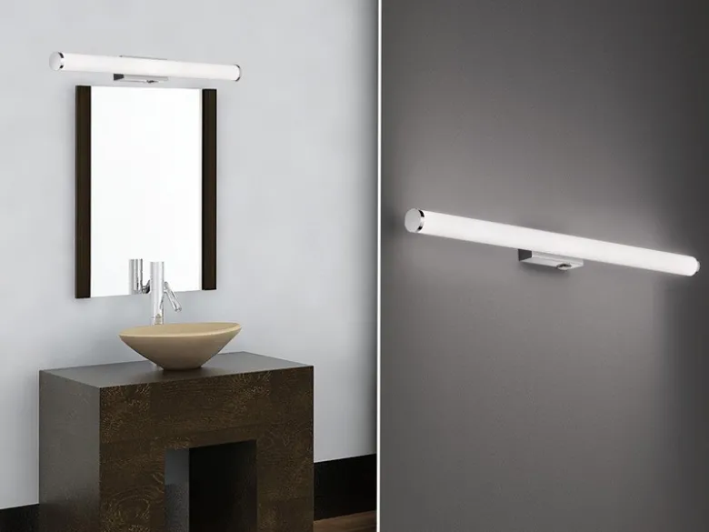 LED Bad Wandleuchte MATTIMO mit Schalter Chrom - Spiegelleuchte, Breite 80cm