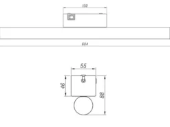 LED Bad Wandleuchte MATTIMO mit Schalter Schwarz - Spiegelleuchte, Breite 60cm