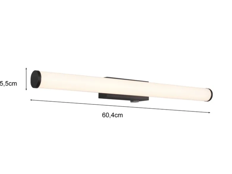 LED Bad Wandleuchte MATTIMO mit Schalter Schwarz - Spiegelleuchte, Breite 60cm