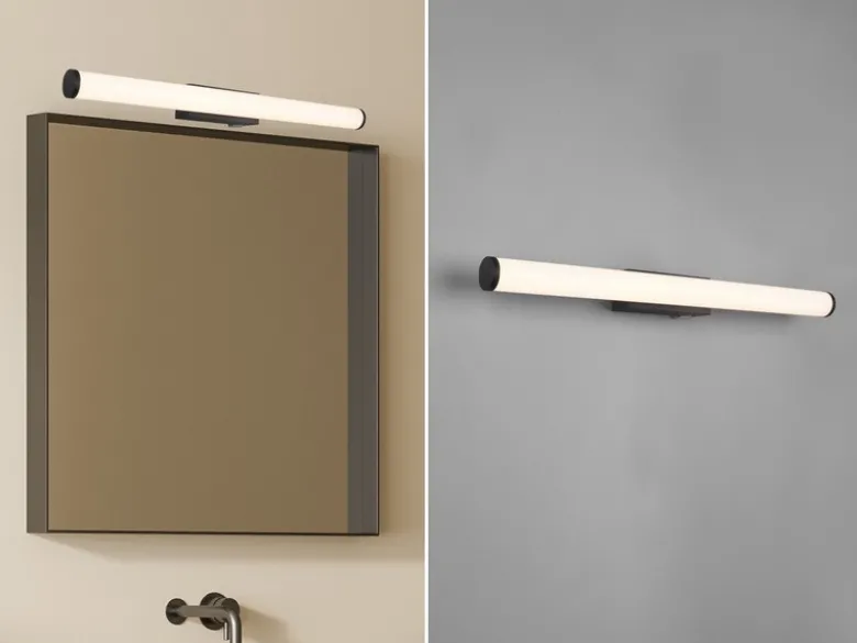 LED Bad Wandleuchte MATTIMO mit Schalter Schwarz - Spiegelleuchte, Breite 60cm