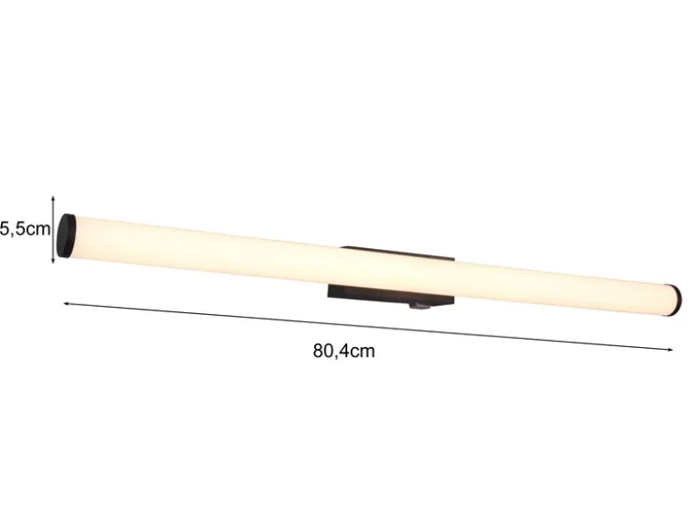 LED Bad Wandleuchte MATTIMO mit Schalter Schwarz 80cm - Spiegelleuchte