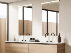 LED Bad Wandleuchte MATTIMO mit Schalter Schwarz 80cm - Spiegelleuchte