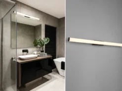 LED Bad Wandleuchte MATTIMO mit Schalter Schwarz 80cm - Spiegelleuchte