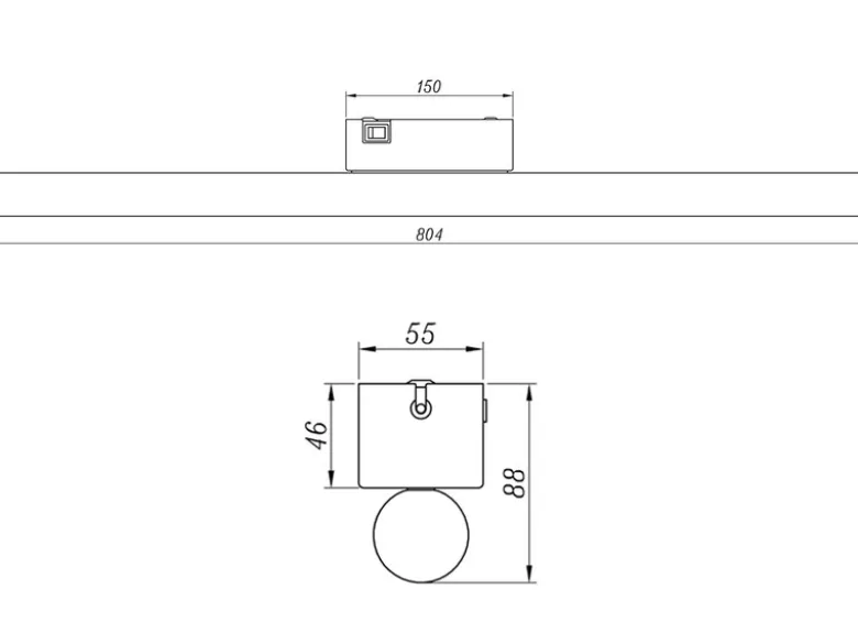 LED Bad Wandleuchte MATTIMO mit Schalter Schwarz 80cm - Spiegelleuchte