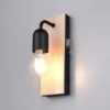 LED Bad Wandleuchte mit Holz und Schalter, 1-flammig Höhe 24cm