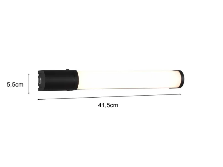 LED Bad Wandleuchten 2er Set mit Steckdose Schwarz - Spiegelleuchten, B: 41,5cm