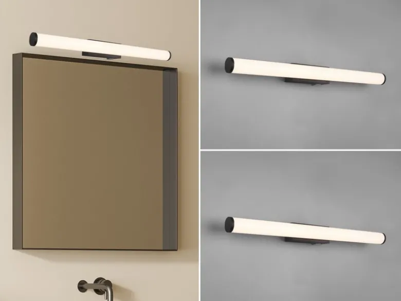 LED Bad Wandleuchten 2er Set mit Schalter Schwarz - Spiegelleuchten, Breite 60cm