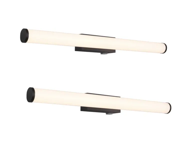 LED Bad Wandleuchten 2er Set mit Schalter Schwarz - Spiegelleuchten, Breite 60cm