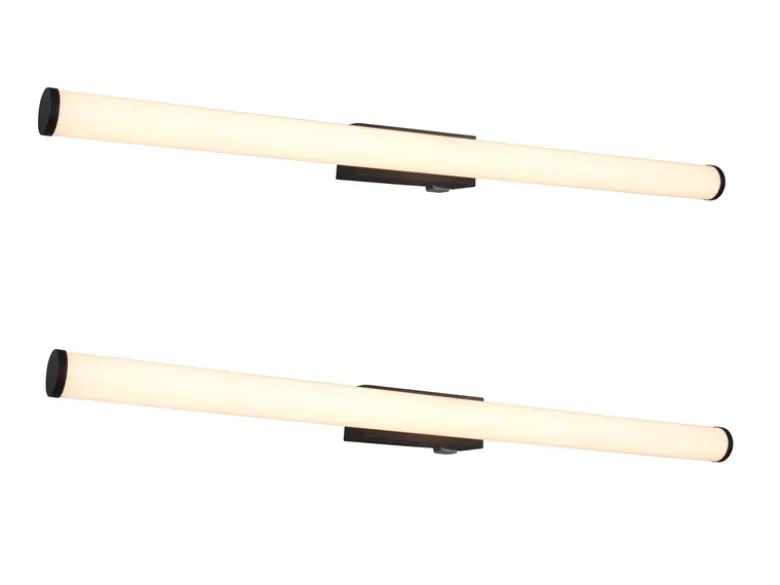 LED Bad Wandleuchten 2er Set mit Schalter Schwarz - Spiegelleuchten, Breite 80cm