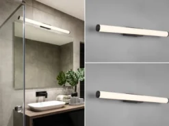 LED Bad Wandleuchten 2er Set mit Schalter Schwarz - Spiegelleuchten, Breite 80cm