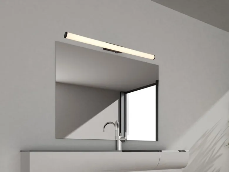 LED Bad Wandleuchten 2er Set mit Schalter Schwarz - Spiegelleuchten, Breite 80cm