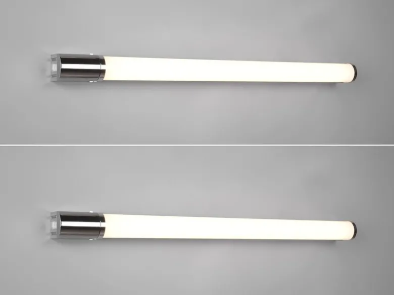 LED Bad Wandleuchten 2er Set mit Steckdose Chrom - Spiegelleuchten, B: 79cm