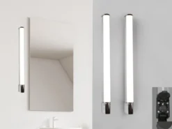 LED Bad Wandleuchten 2er Set mit Steckdose Chrom - Spiegelleuchten, B: 79cm