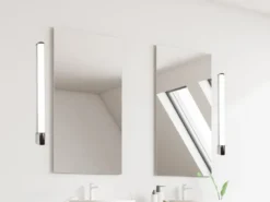 LED Bad Wandleuchten 2er Set mit Steckdose Chrom - Spiegelleuchten, B: 79cm
