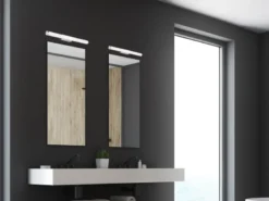 LED Bad Wandleuchten 2er Set mit Schalter Chrom - Spiegelleuchten, Breite 60cm