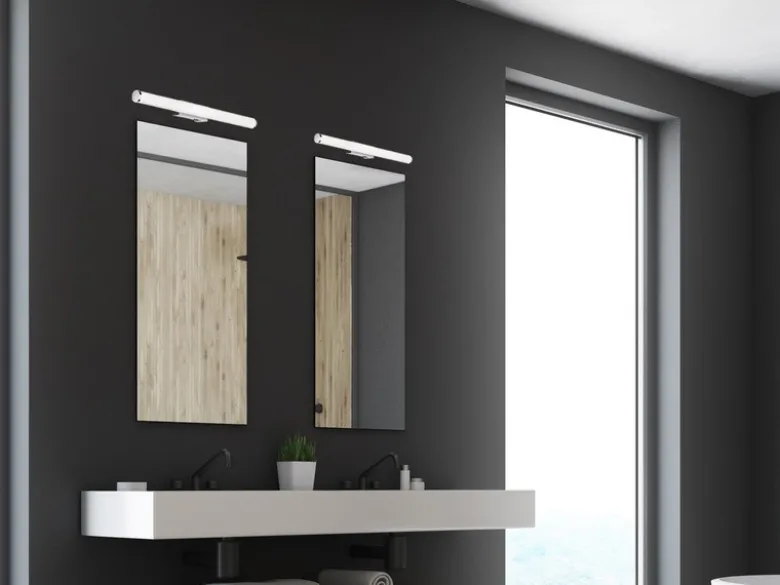LED Bad Wandleuchten 2er Set mit Schalter Chrom - Spiegelleuchten, Breite 60cm