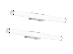 LED Bad Wandleuchten 2er Set mit Schalter Chrom - Spiegelleuchten, Breite 60cm