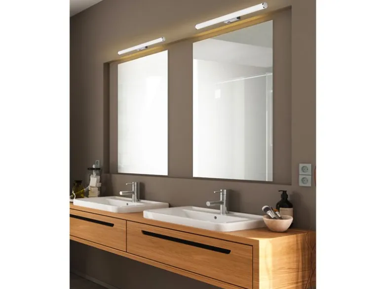 LED Bad Wandleuchten 2er Set mit Schalter Chrom - Spiegelleuchten, Breite 60cm