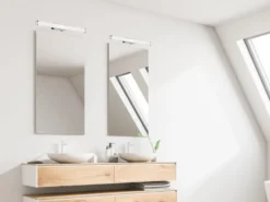 LED Bad Wandleuchten 2er Set mit Schalter Chrom - Spiegelleuchten, Breite 60cm