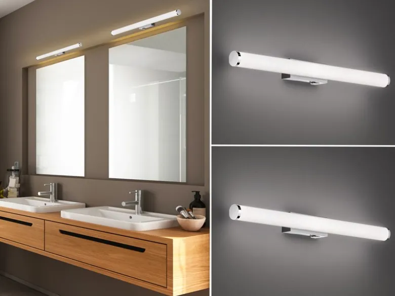 LED Bad Wandleuchten 2er Set mit Schalter Chrom - Spiegelleuchten, Breite 60cm