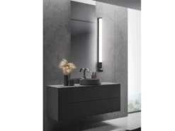 LED Bad Wandleuchten 2er Set mit Steckdose Schwarz - Spiegelleuchten, B: 119cm