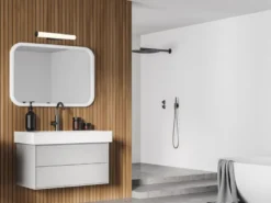LED Bad Wandleuchten 2er Set mit Schalter Schwarz - Spiegelleuchten, Breite 40cm