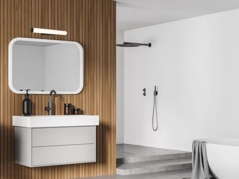 LED Bad Wandleuchten 2er Set mit Schalter Schwarz - Spiegelleuchten, Breite 40cm