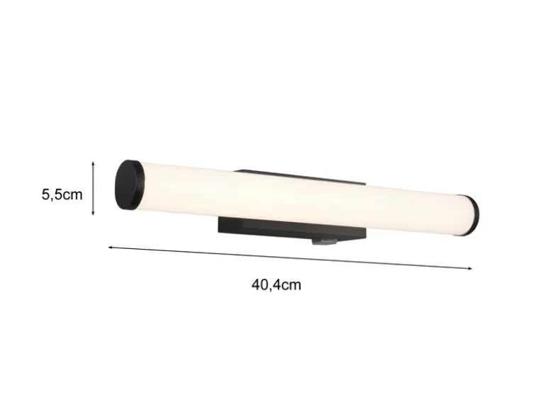 LED Bad Wandleuchten 2er Set mit Schalter Schwarz - Spiegelleuchten, Breite 40cm