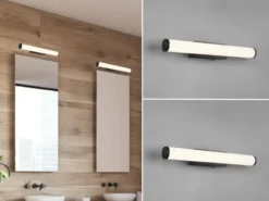LED Bad Wandleuchten 2er Set mit Schalter Schwarz - Spiegelleuchten, Breite 40cm