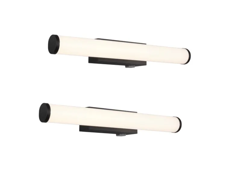 LED Bad Wandleuchten 2er Set mit Schalter Schwarz - Spiegelleuchten, Breite 40cm