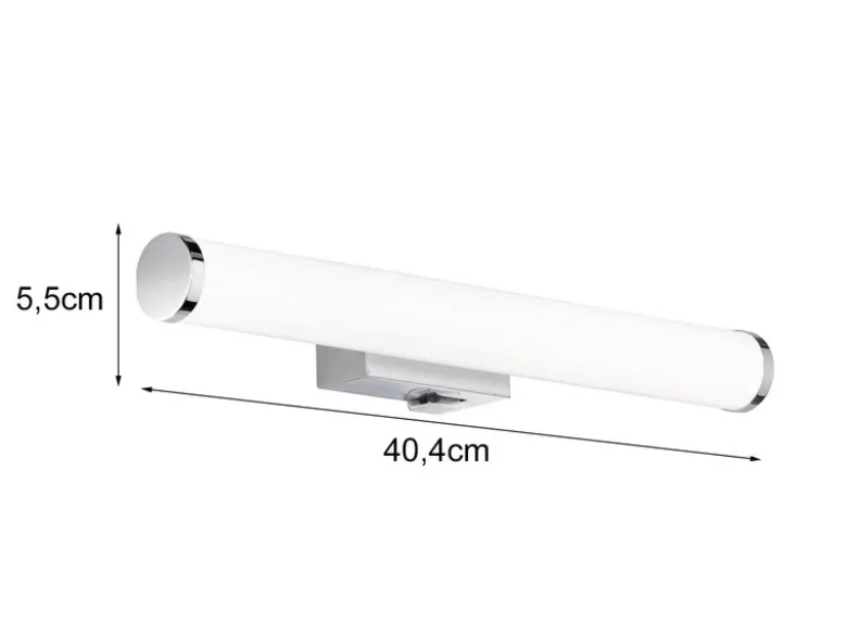 LED Bad Wandleuchten 2er Set mit Schalter Chrom - Spiegelleuchte, Breite 40cm