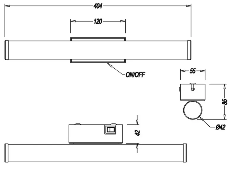 LED Bad Wandleuchten 2er Set mit Schalter Chrom - Spiegelleuchte, Breite 40cm