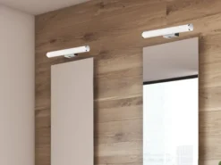 LED Bad Wandleuchten 2er Set mit Schalter Chrom - Spiegelleuchte, Breite 40cm
