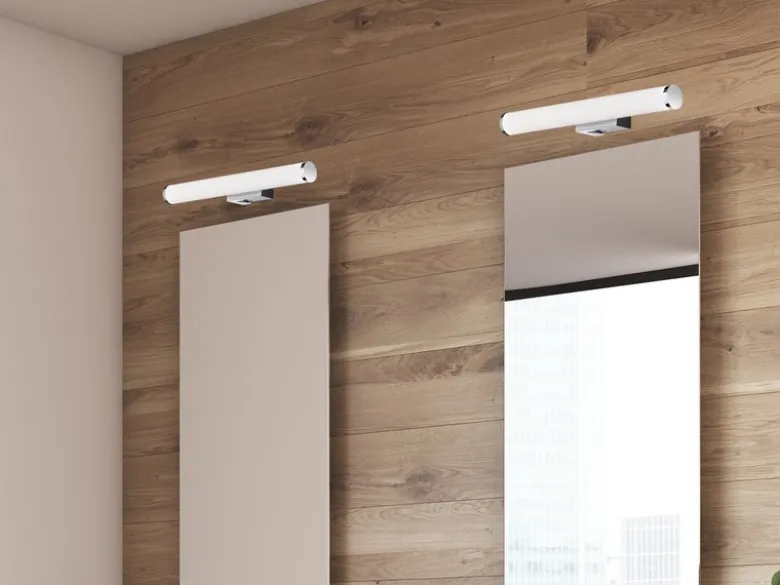 LED Bad Wandleuchten 2er Set mit Schalter Chrom - Spiegelleuchte, Breite 40cm