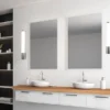 LED Bad Wandleuchten 2er Set mit Steckdose Chrom - Spiegelleuchten, B: 41,5cm