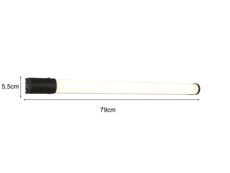 LED Bad Wandleuchten 2er Set mit Steckdose Schwarz - Spiegelleuchten, B: 79cm