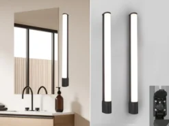 LED Bad Wandleuchten 2er Set mit Steckdose Schwarz - Spiegelleuchten, B: 79cm