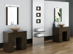 LED Bad Wandleuchten 2er Set mit Schalter Chrom - Spiegelleuchten, Breite 80cm