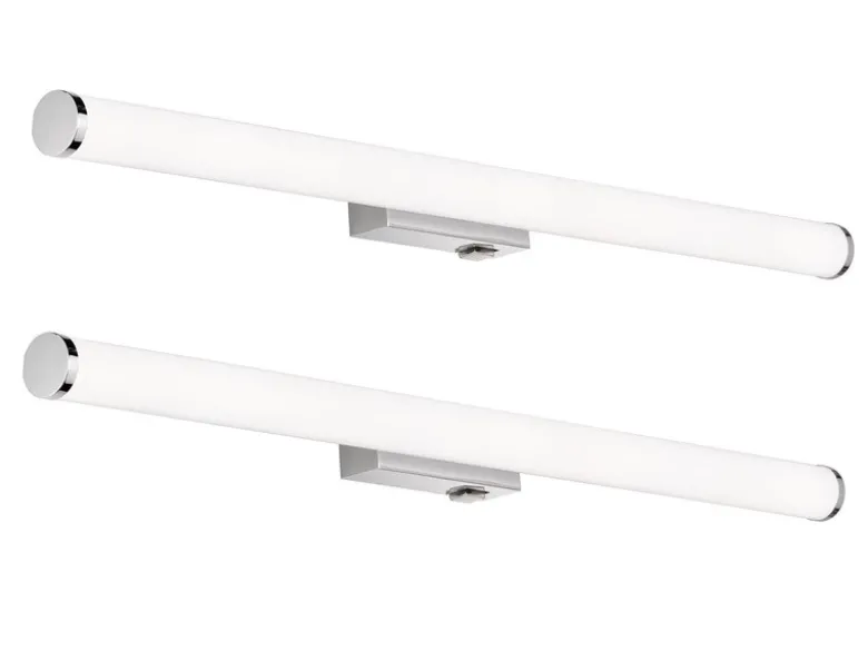 LED Bad Wandleuchten 2er Set mit Schalter Chrom - Spiegelleuchten, Breite 80cm
