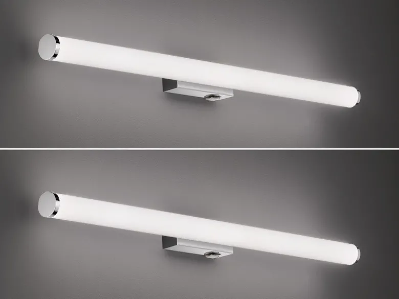LED Bad Wandleuchten 2er Set mit Schalter Chrom - Spiegelleuchten, Breite 80cm