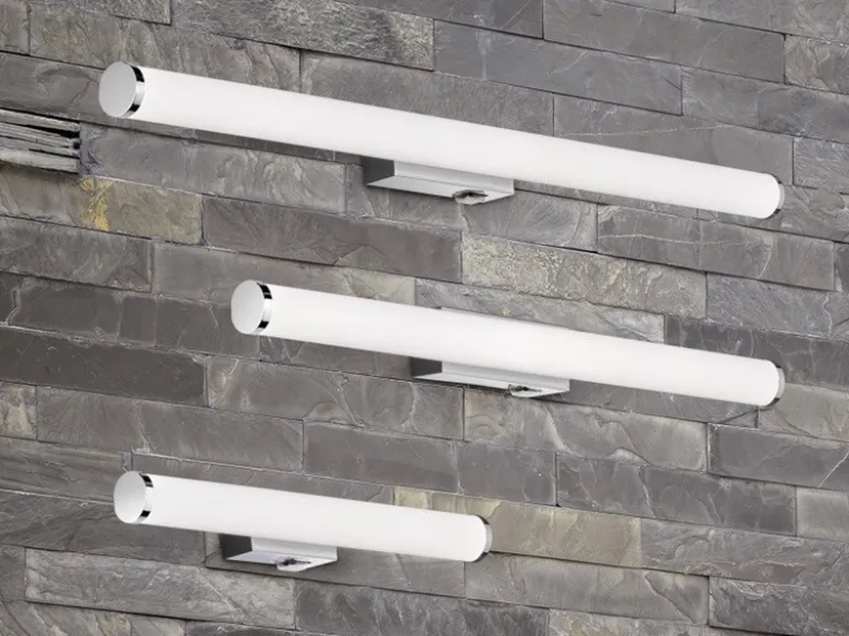 LED Bad Wandleuchten 2er Set mit Schalter Chrom - Spiegelleuchten, Breite 80cm