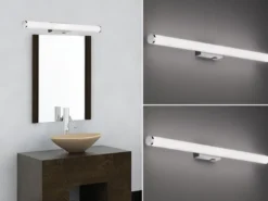 LED Bad Wandleuchten 2er Set mit Schalter Chrom - Spiegelleuchten, Breite 80cm