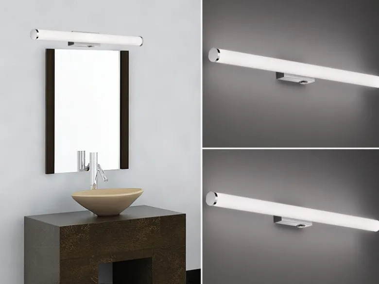 LED Bad Wandleuchten 2er Set mit Schalter Chrom - Spiegelleuchten, Breite 80cm